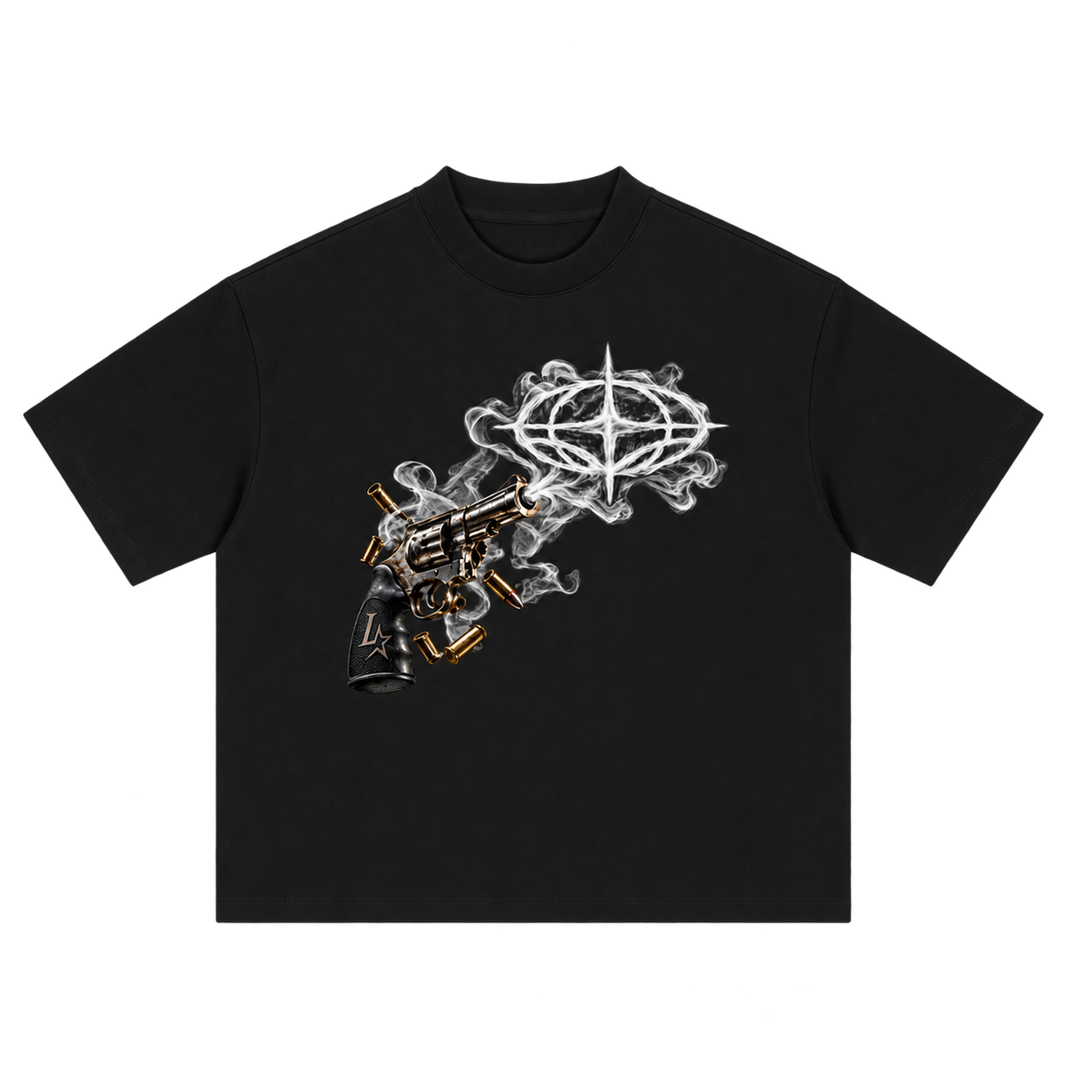 LAVALLEEWORLD gun smoke tee