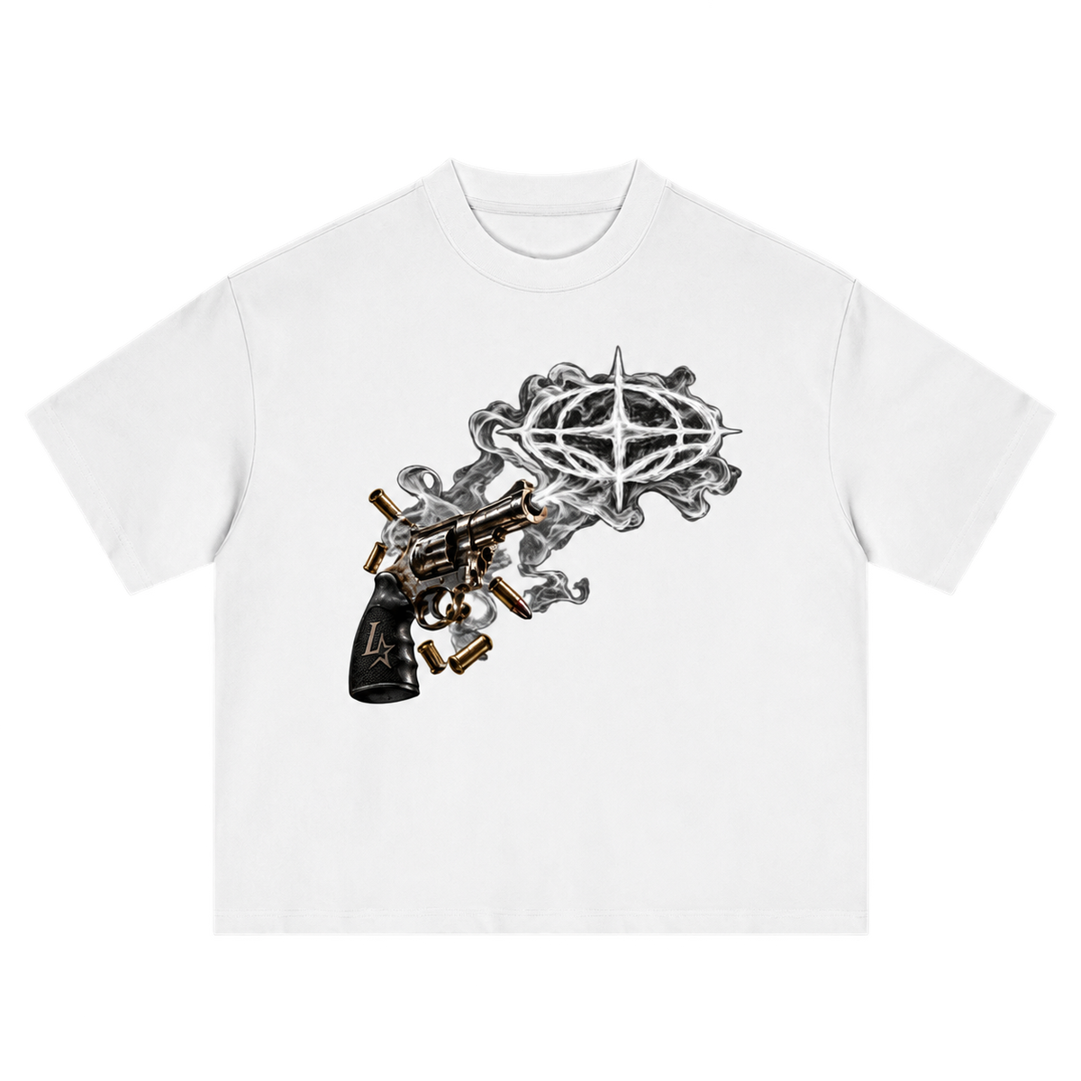 LAVALLEEWORLD gun smoke tee